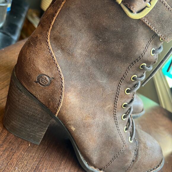 Born Brown Ankle Boots with Buckle Detail - Picture 3 of 14